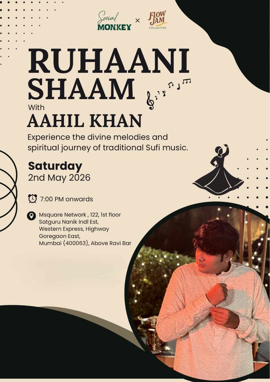 Ruhaani Shaam with Aahil Khan Sufi Music Event Poster